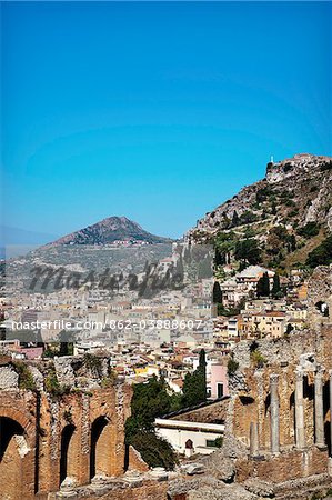 Le théâtre grec, Taormina, Sicile, Italie