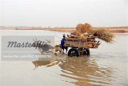 People crossing the Bani river going to the market of Djenee. Mali, West Africa