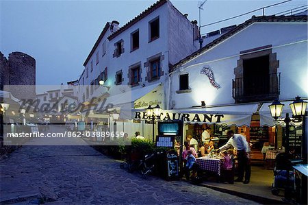 Restaurants, Tossa de Mar, Costa Brava, Catalogne, Espagne