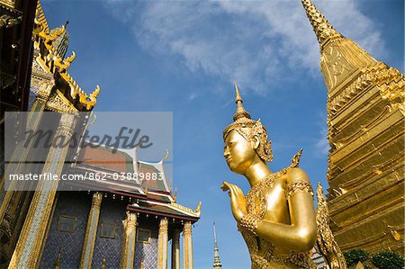 Thailand, Bangkok.  Wat Phra Kaew (also known as Temple of the Emerald Buddha).