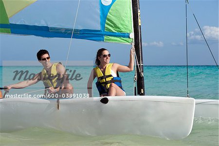 Couple on Catamaran, Reef Playacar Resort and Spa, Playa del Carmen, Mexico