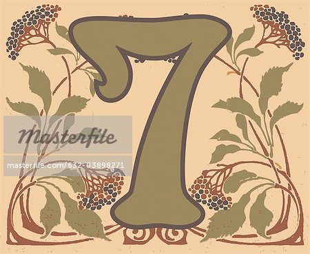 Numéro 7 avec motif floral