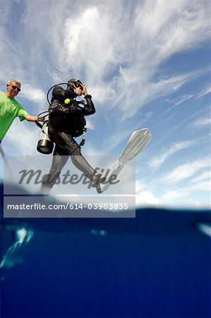 Giant stride entry into water