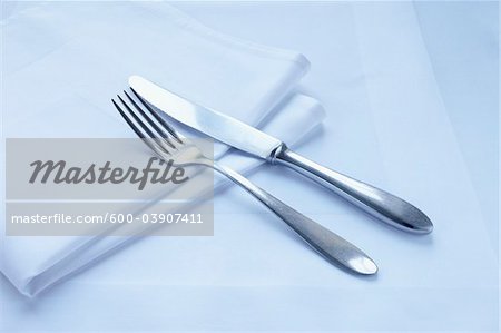 Close-up of Cutlery and Napkin