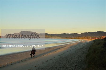 Man Riding Horse, Frederick Henry Bay, Seven Mile Beach, Tasmania, Australia