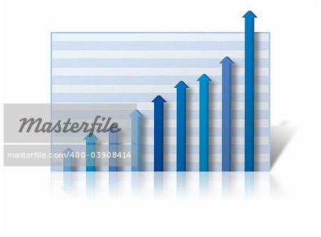 Business Graph with profits rising off the chart. Graph on a white reflective background