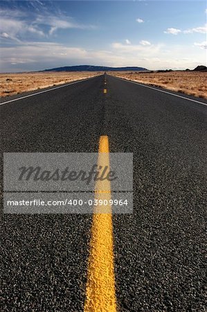 long straight highway in wyoming, vertical wide angle