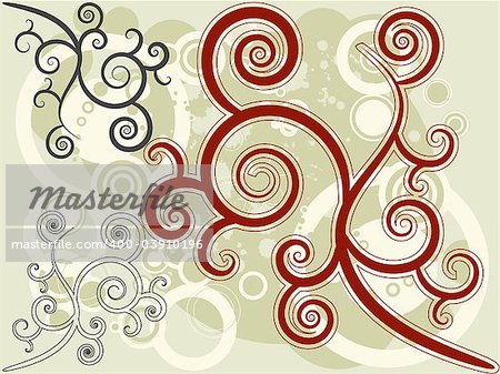 Retro vector rings and floral motif with various color combination.