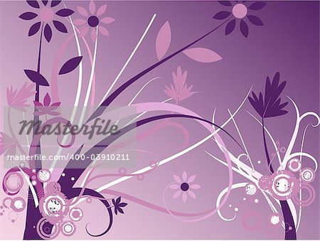 Floral image in vector format with vines and retro rings.