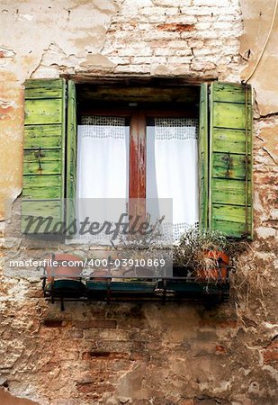 Detail of a  window of grungy house