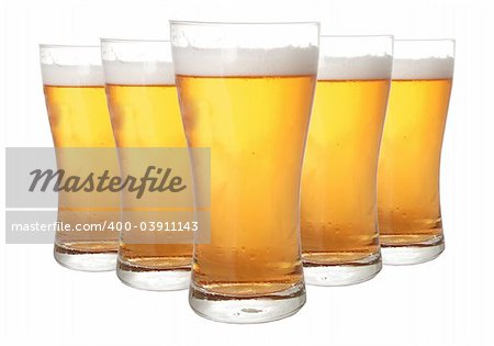 Glasses of beer isolated on white background Glasses of beer isolated on white background