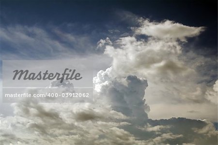 Heavenly Clouds with a Deep Blue Background