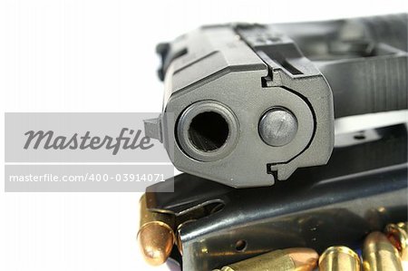 real gun, clip and bullets