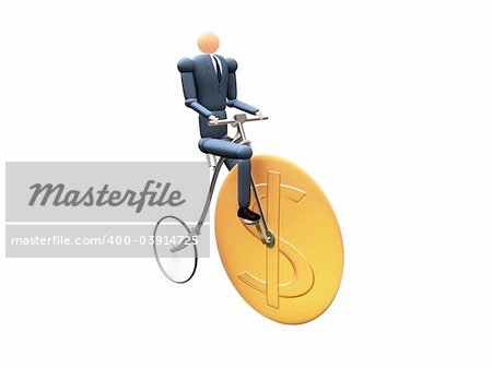 computer generated image of  Businessman on dollar-cicle