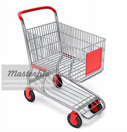 Shopping cart turbo speed over white background
