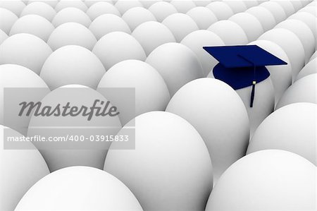 One graduated egg in the mass of regular eggs