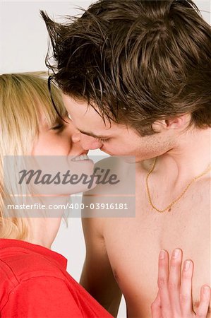 young beautiful couple kissing