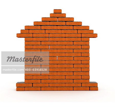 flat wall from a brick with cement 3d model