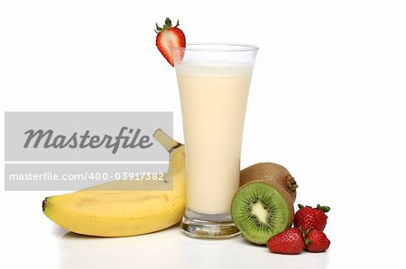 Banana smoothie with fruit composition