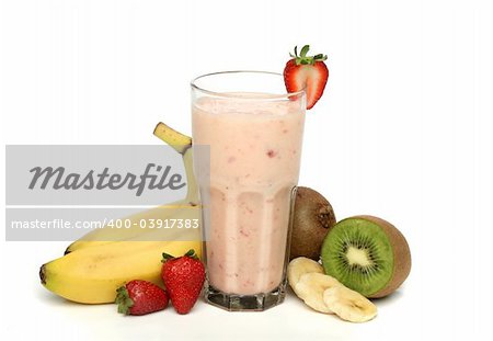 Strawberry smoothie with fruits composition