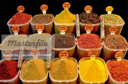 Variety of spices from all over the world