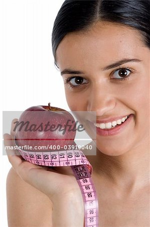 girl, apple and measuring tape