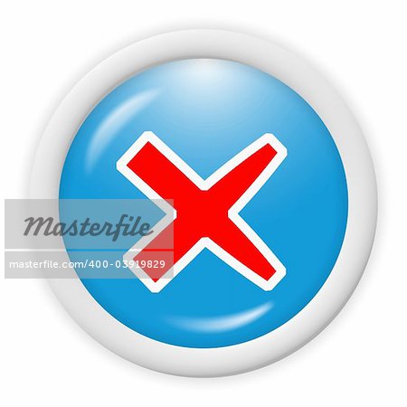 blue 3d icon symbol - delete, cancel, sign