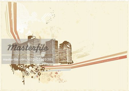 Big City  -  Grunge styled urban background.  Vector illustration.