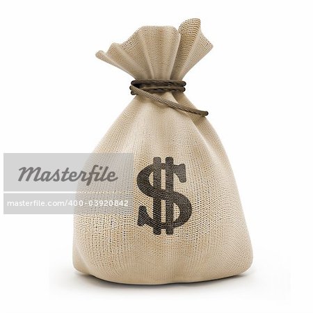 sack with money dollar currency isolated with clipping path inckuded