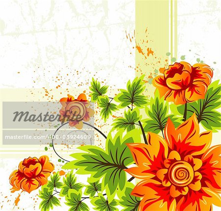 Grunge paint flower background, element for design, vector illustration