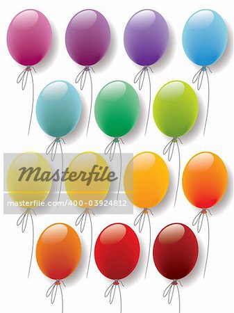 Balloons colorful collection ready for designs and decorations