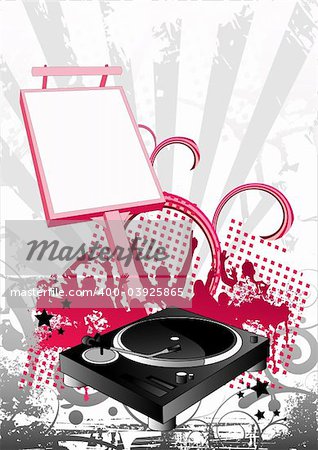 Music illustraion in pink and grey