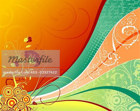 Grunge paint flower background with stripes, element for design, vector illustration