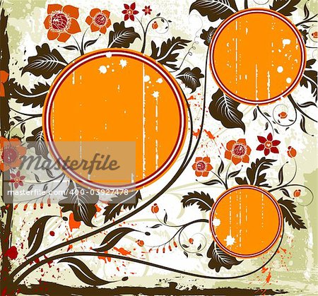 Grunge paint flower background with circles, element for design, vector illustration