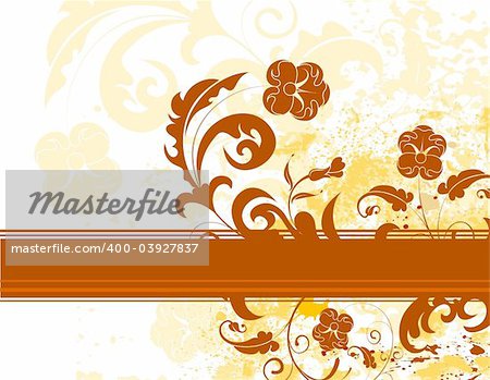 Grunge paint monochrome flower background, element for design, vector illustration