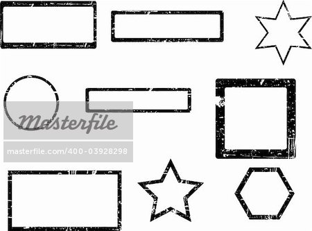 9 Grunge Stamp Outlines (Transparent vectors - can be overlaid on other graphics text etc.