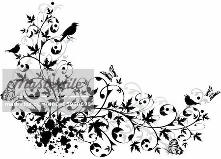 abstract floral border, vector background illustration