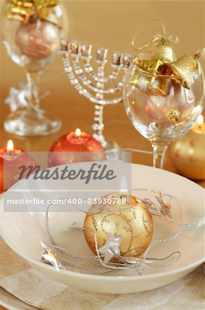 Festive table setting for Christmas