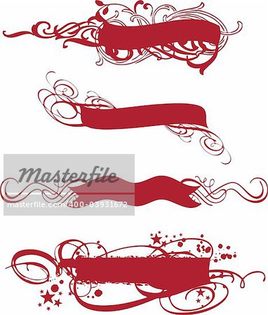 ornamental red banner set