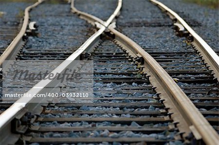 Rail road tracks crossing each other