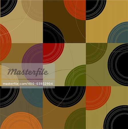 Retro Circles n Cubes (Vector) Spot illustration of stylish, retro boxes and circles. All  boxes are complete so you can move them around! Easy-edit vector file--No transparencies or strokes!