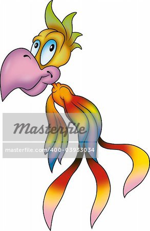 Flying bird 11 - High detailed and coloured illustration - Rainbow flying parrot