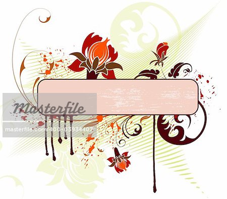 Grunge paint flower frame, element for design, vector illustration