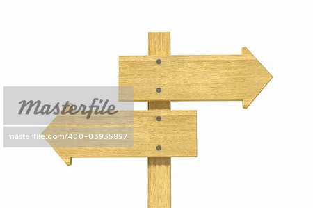 3d rendering wooden pointer on white background