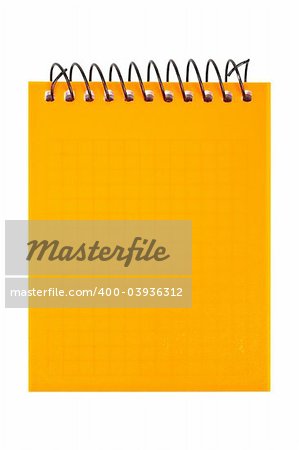 Orange notebook isolated on white background. With clipping path included