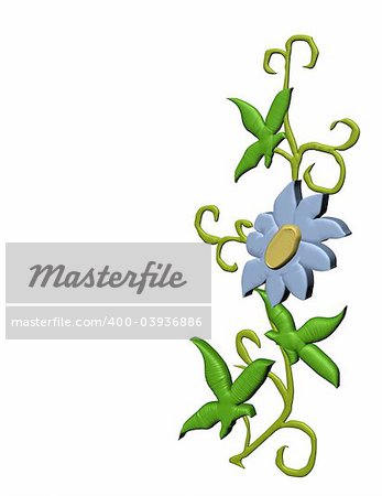 3D rendering of a children type flower on a vine
