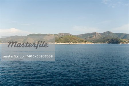 sea view with coast of Elba Island, Italy