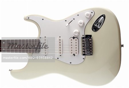 The body of a white electric guitar. Isolated on White.