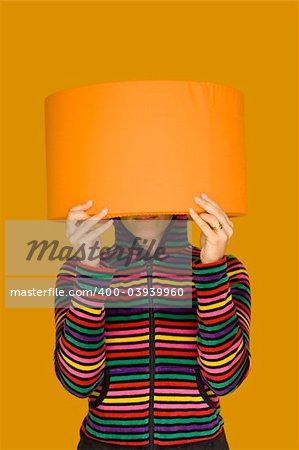 a girl with a lamp head holding her idea