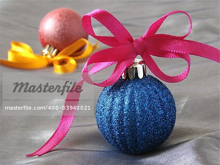 colorful christmas baubles with bows